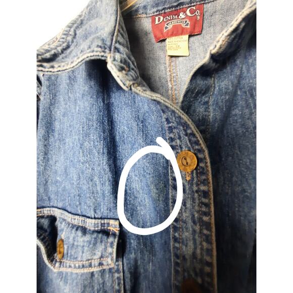 Denim & Co blue jean button down tie at the waist jacket 2X - Picture 10 of 10